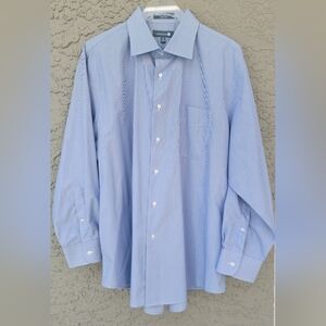 Nordstrom button down tailored fit pin stripe chest pocket shirt size 17 1/2 32